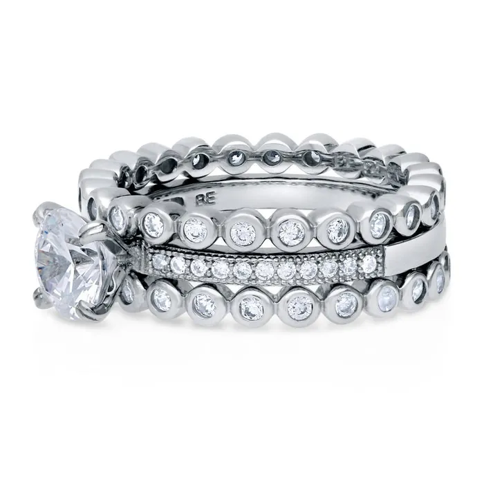 Rings Bubble Solitaire 1ct CZ Ring Set in Sterling Silver BERRICLE