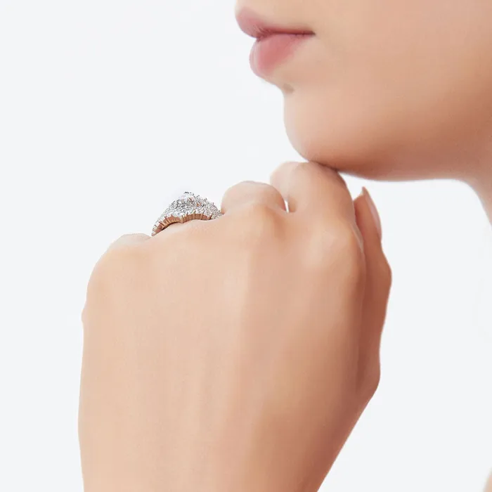 Rings Halo Wishbone Pear CZ Split Shank Ring Set in Sterling Silver BERRICLE