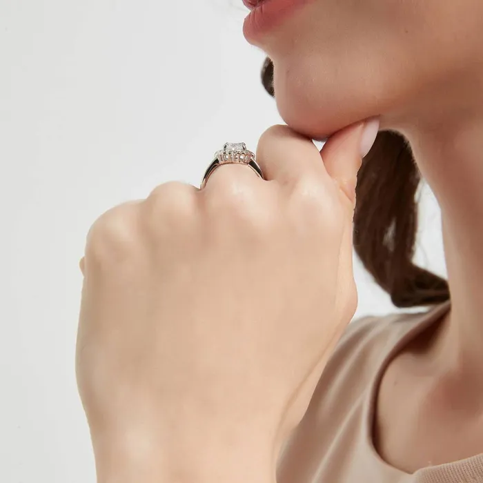 Rings Solitaire Filigree 27ct Oval CZ Ring in Sterling Silver BERRICLE