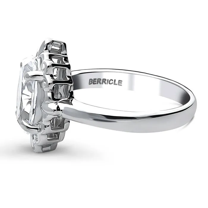 Rings Solitaire Filigree 27ct Oval CZ Ring in Sterling Silver BERRICLE