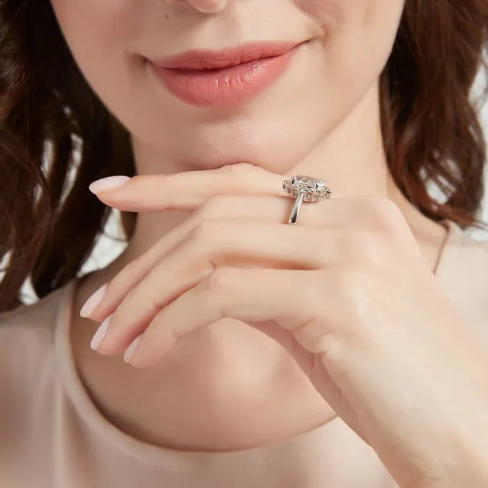 Rings Solitaire Filigree 27ct Oval CZ Ring in Sterling Silver BERRICLE
