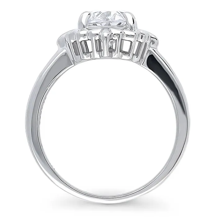 Rings Solitaire Filigree 27ct Oval CZ Ring in Sterling Silver BERRICLE