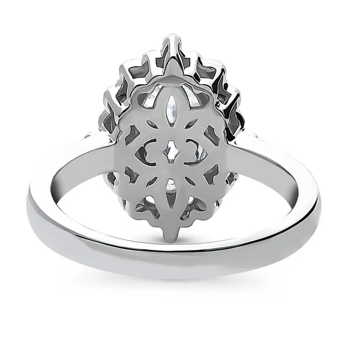 Rings Solitaire Filigree 27ct Oval CZ Ring in Sterling Silver BERRICLE