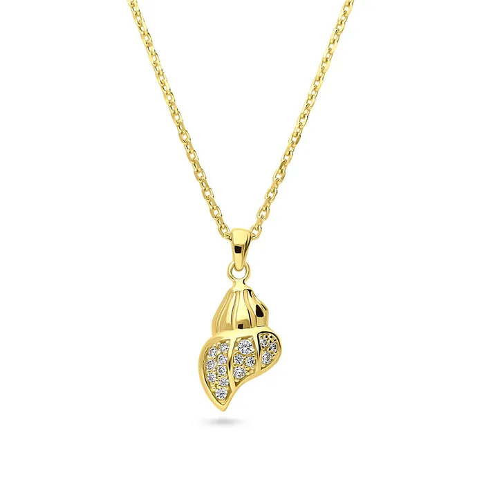 Seashell CZ Pendant Necklace in Sterling Silver BERRICLE Necklaces