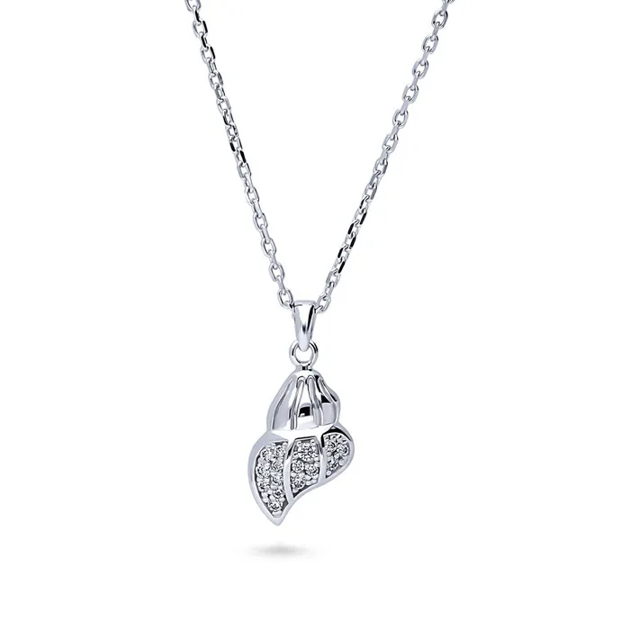 Seashell CZ Pendant Necklace in Sterling Silver BERRICLE Necklaces