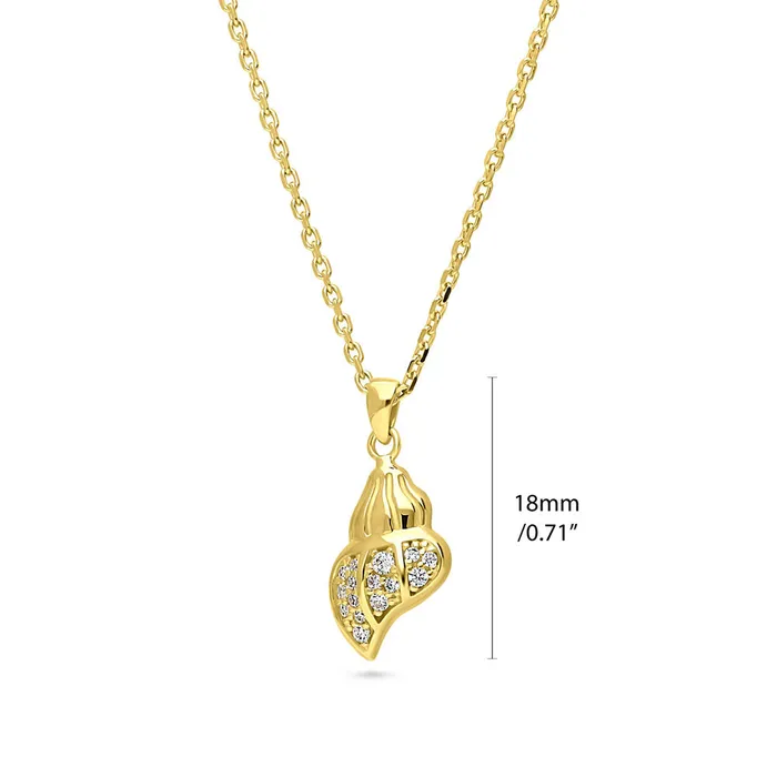 Seashell CZ Pendant Necklace in Sterling Silver BERRICLE Necklaces