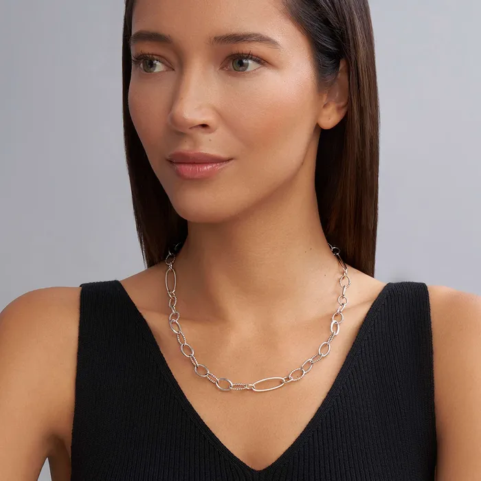 Signature Caviar Sterling Silver Link Necklace LAGOS Necklaces