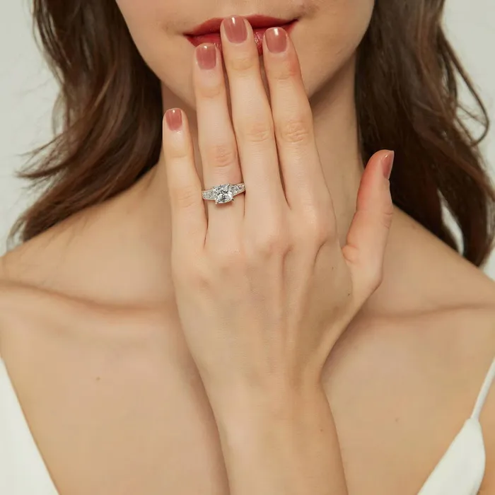 Solitaire 3ct Cushion CZ Ring in Sterling Silver BERRICLE Rings