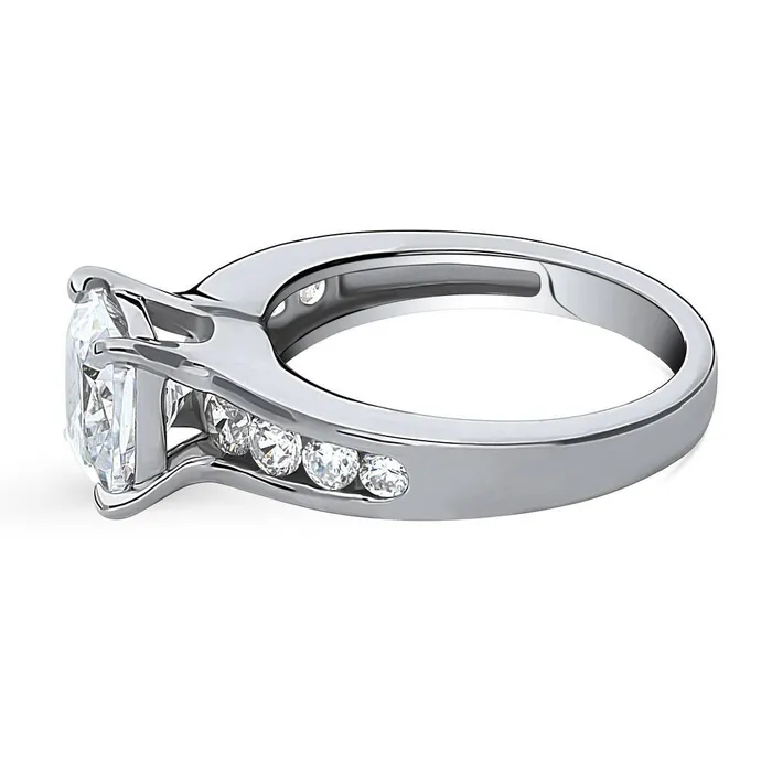 Solitaire 3ct Cushion CZ Ring in Sterling Silver BERRICLE Rings