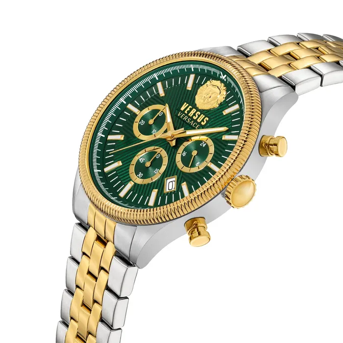 Versus Rings Versus Colonne Chrono Gents Green Dial TwoTone Gold Watch