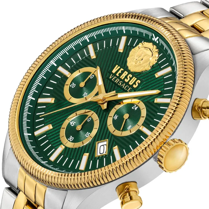 Versus Rings Versus Colonne Chrono Gents Green Dial TwoTone Gold Watch