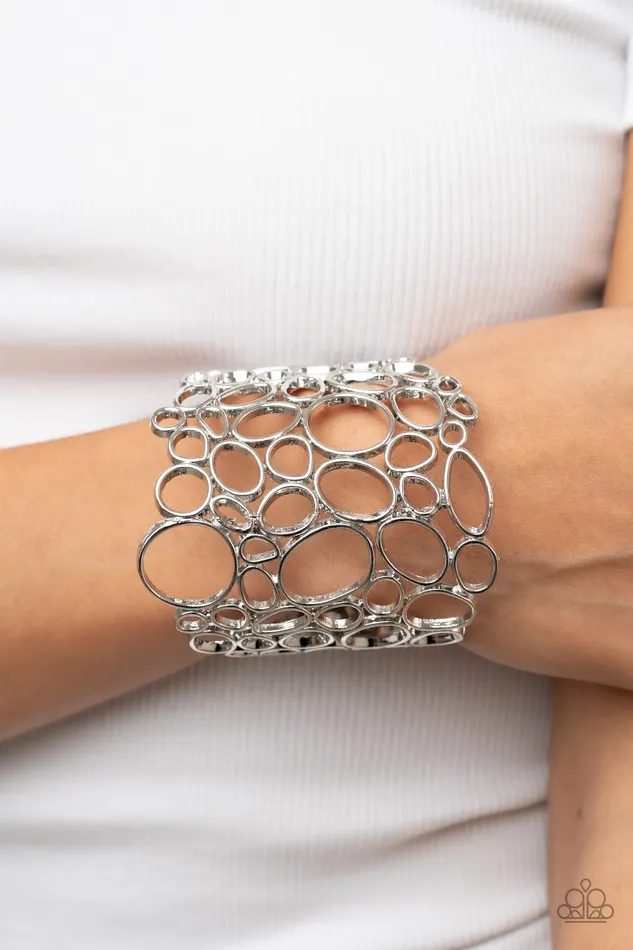 All Eyes On U Jewelry Paparazzi Accessories Bracelets All Turned Around Silver Paparazzi Bracelet