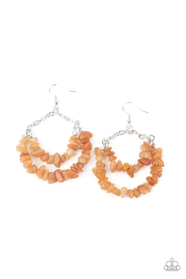 All Eyes On U Jewelry Paparazzi Accessories Earrings Rainbow Rock Gardens Orange Paparazzi Earrings
