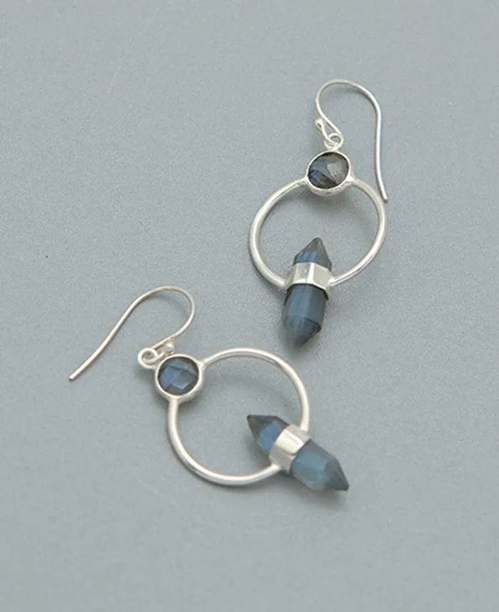 Earrings Buddha Groove Magical Labradorite Point Earrings