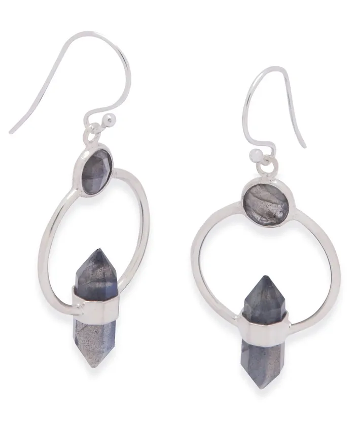 Earrings Buddha Groove Magical Labradorite Point Earrings