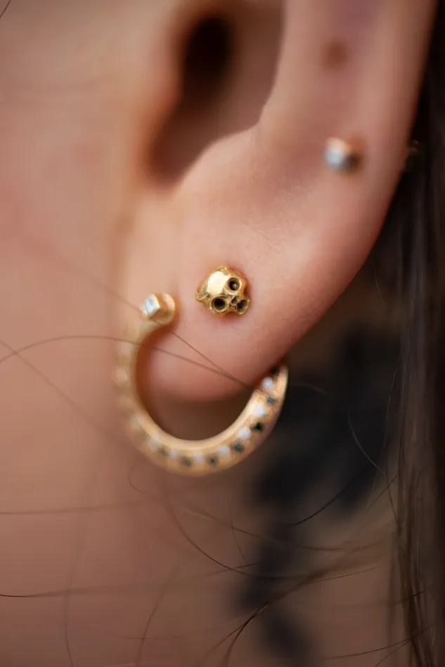 Earrings Gold Cat Skull Earrings ARTEMER