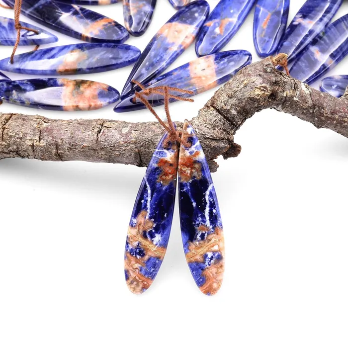 Earrings Intrinsic Trading Natural African Orange Sodalite Long Slender Teardrop Earring Pair Matched Gemstone Beads A4 Earrings Intrinsic Trading Natural African Orange Sodalite Long Slender Teardrop Earring Pair Matched Gemstone Beads A4