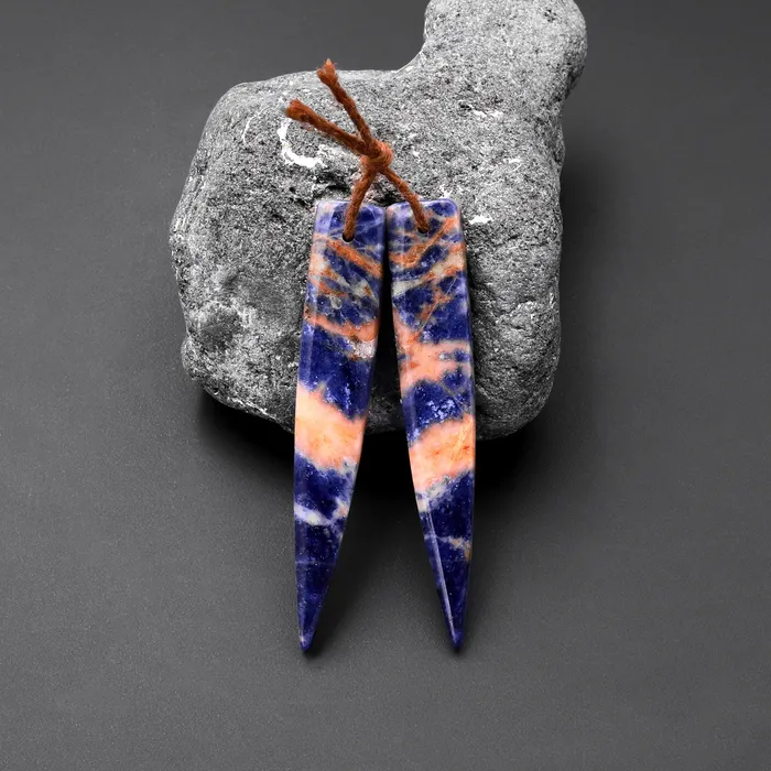 Earrings Intrinsic Trading Natural Orange Sodalite Earring Pair Dagger Long Triangle Cabochon Cab Drilled Matched Gemstone Bead Pair Earrings Intrinsic Trading Natural Orange Sodalite Earring Pair Dagger Long Triangle Cabochon Cab Drilled Matched Gemstone Bead Pair