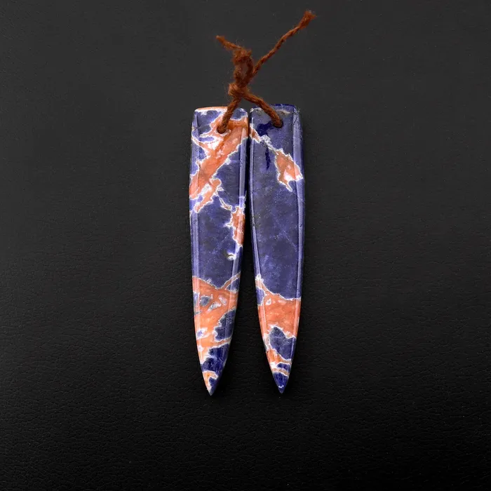 Earrings Intrinsic Trading Natural Orange Sodalite Earring Pair Dagger Long Triangle Cabochon Cab Drilled Matched Gemstone Bead Pair
