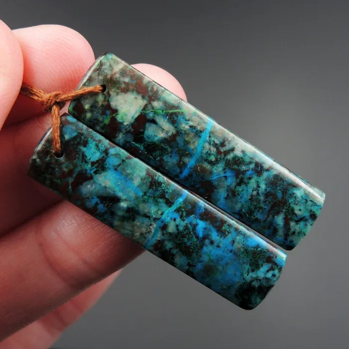 Earrings Parrot Wing Chrysocolla Earring Pair Drilled Rectangle Natural Stone Earring Pair E2609 Intrinsic Trading Earrings Parrot Wing Chrysocolla Earring Pair Drilled Rectangle Natural Stone Earring Pair E2609 Intrinsic Trading