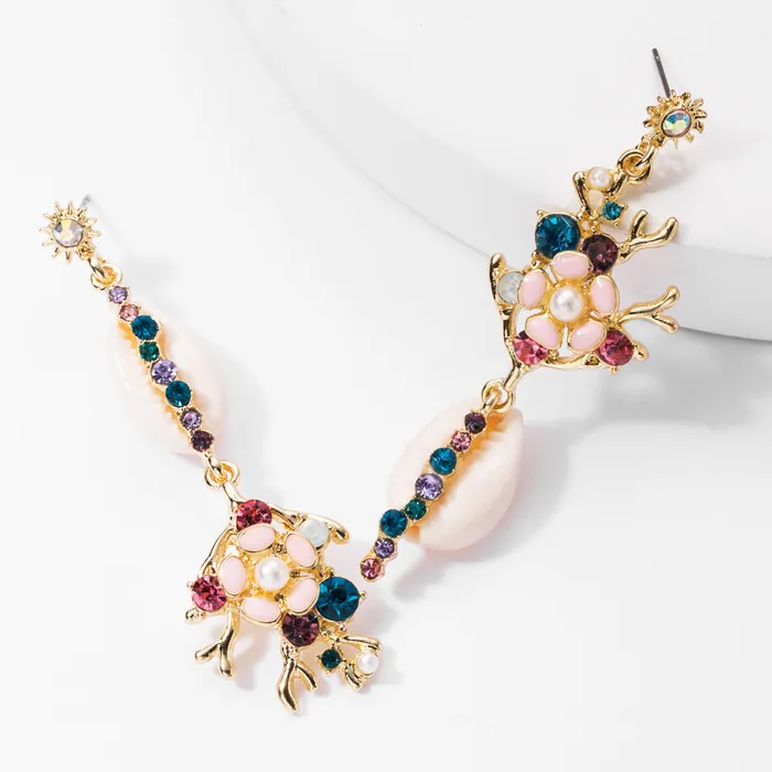 Earrings Refined by AnnaKaci Colorful Crystals Floral Dangle Earrings