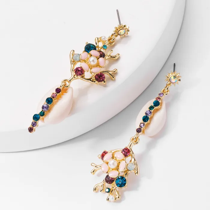 Earrings Refined by AnnaKaci Colorful Crystals Floral Dangle Earrings
