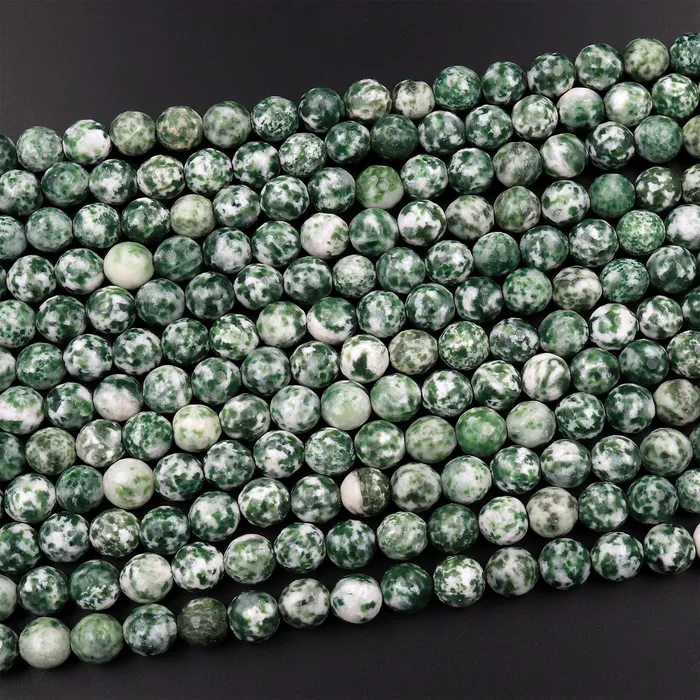 Faceted Natural Green Tree Agate 4mm 6mm 8mm Round Beads 155 Strand Intrinsic Trading Necklaces