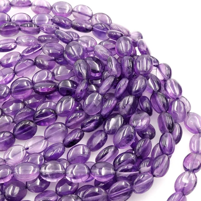 Intrinsic Trading Earrings AA Natural Amethyst Oval Beads 10mm x 8mm Smooth Nugget Good For Earrings Genuine Real Rich Purple Amethyst Gemstone Beads 16 Strand