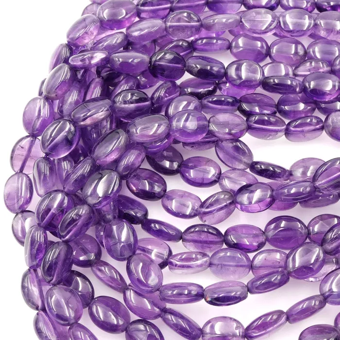 Intrinsic Trading Earrings AA Natural Amethyst Oval Beads 10mm x 8mm Smooth Nugget Good For Earrings Genuine Real Rich Purple Amethyst Gemstone Beads 16 Strand