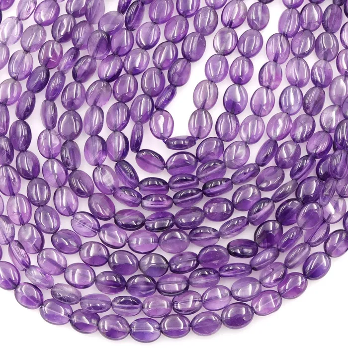 Intrinsic Trading Earrings AA Natural Amethyst Oval Beads 10mm x 8mm Smooth Nugget Good For Earrings Genuine Real Rich Purple Amethyst Gemstone Beads 16 Strand