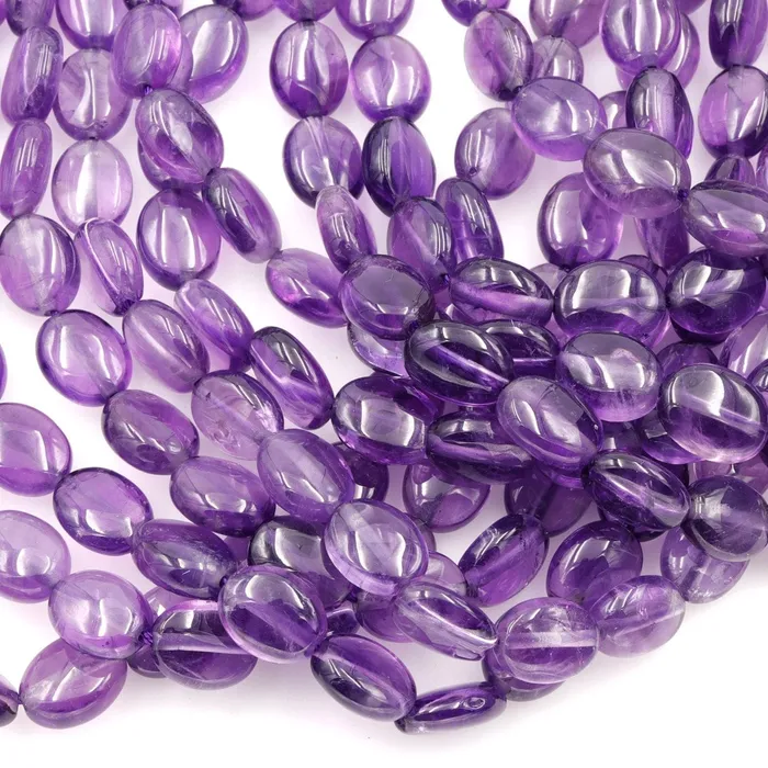 Intrinsic Trading Earrings AA Natural Amethyst Oval Beads 10mm x 8mm Smooth Nugget Good For Earrings Genuine Real Rich Purple Amethyst Gemstone Beads 16 Strand