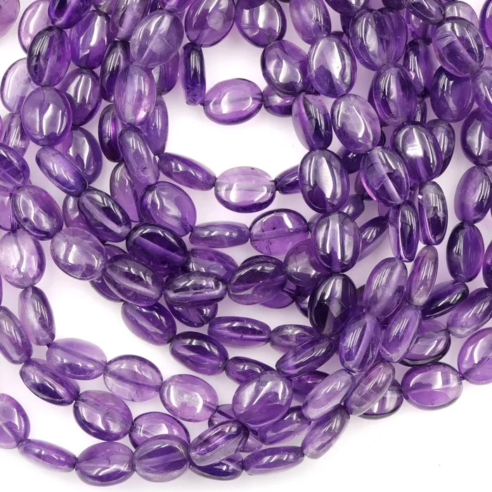 Intrinsic Trading Earrings AA Natural Amethyst Oval Beads 10mm x 8mm Smooth Nugget Good For Earrings Genuine Real Rich Purple Amethyst Gemstone Beads 16 Strand