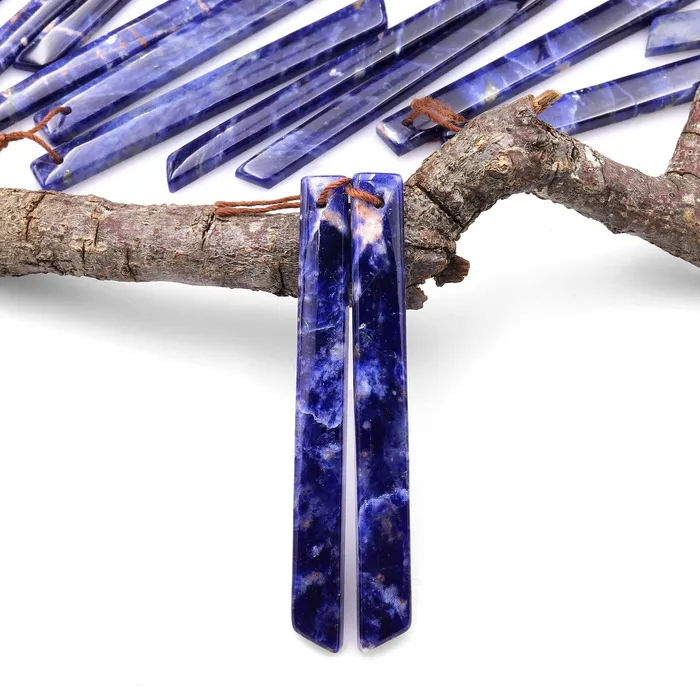 Intrinsic Trading Earrings Natural Blue Sodalite Long Slender Beveled Rectangle Earring Pair Matched Gemstone Beads A1 Intrinsic Trading Earrings Natural Blue Sodalite Long Slender Beveled Rectangle Earring Pair Matched Gemstone Beads A1