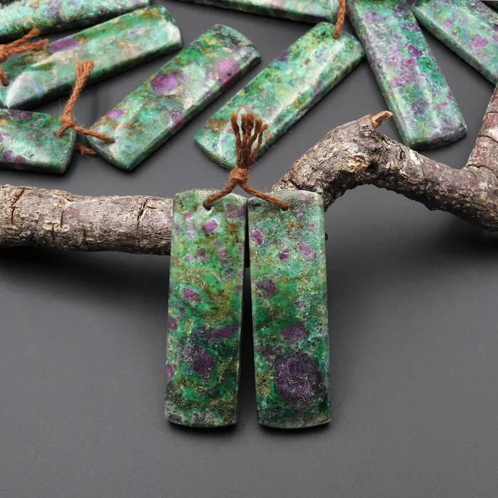 Intrinsic Trading Earrings Natural Red Ruby Green Fuchsite 40x12mm Rectangle Earring Pair Matched Gemstone Beads A1 Intrinsic Trading Earrings Natural Red Ruby Green Fuchsite 40x12mm Rectangle Earring Pair Matched Gemstone Beads A1