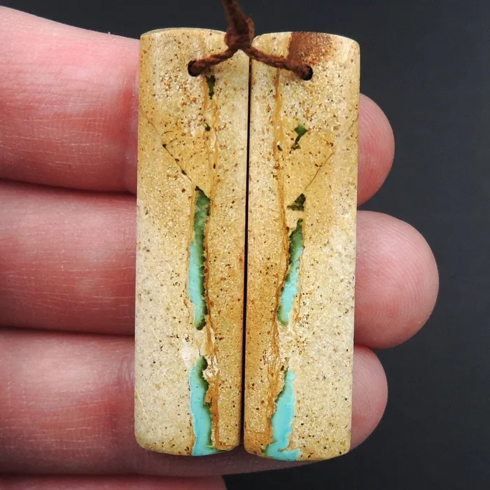 Intrinsic Trading Earrings Natural Turquoise From Royston Nevada Cabochon Cab Pair Drilled Matched Earrings Bead Pair E3272