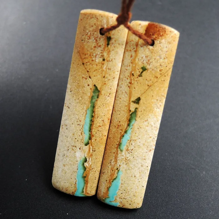 Intrinsic Trading Earrings Natural Turquoise From Royston Nevada Cabochon Cab Pair Drilled Matched Earrings Bead Pair E3272