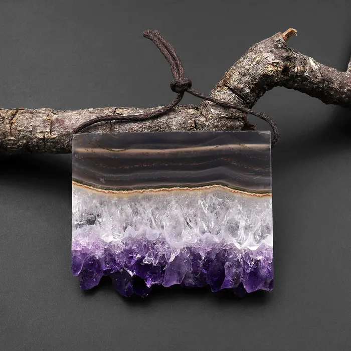Intrinsic Trading Necklaces Natural Smoky Quartz White Snow Purple Amethyst Crystal Flower Stalactite Druzy Pendant Side Drilled Rectangle Intrinsic Trading Necklaces Natural Smoky Quartz White Snow Purple Amethyst Crystal Flower Stalactite Druzy Pendant Side Drilled Rectangle