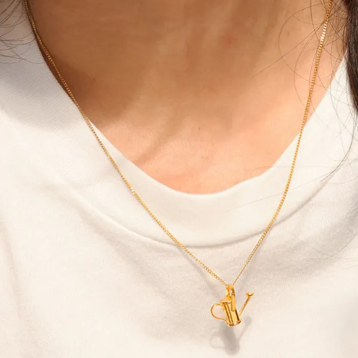 LOULOUROSE Charm Necklaces Watering Can Pendant Charm