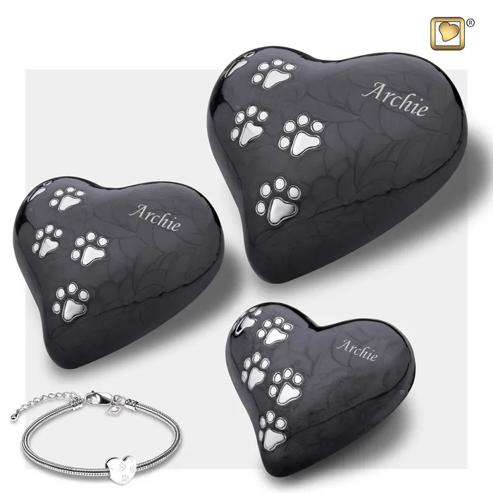 LovePaws Heart Pearlescent Midnight Keepsake Pet Cremation Urn LoveUrns Pets Necklaces