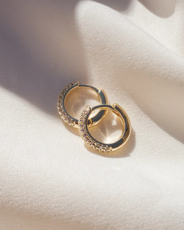 Luv Aj PreStyled Sets Pave Dome Huggies Gold Luv Aj PreStyled Sets Pave Dome Huggies Gold