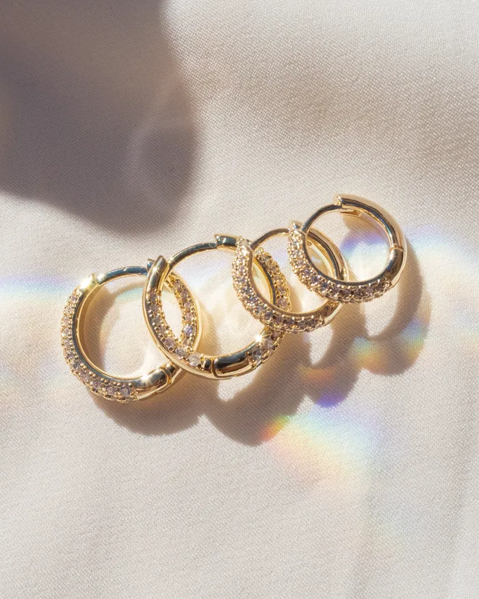Luv Aj PreStyled Sets Pave Dome Huggies Gold Luv Aj PreStyled Sets Pave Dome Huggies Gold