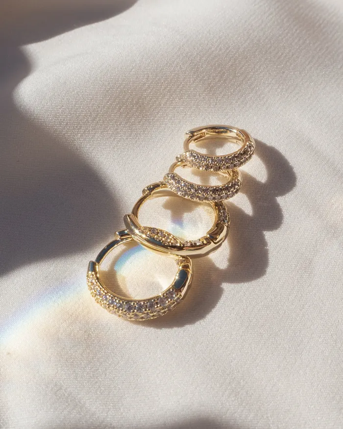 Luv Aj PreStyled Sets Pave Dome Huggies Gold Luv Aj PreStyled Sets Pave Dome Huggies Gold