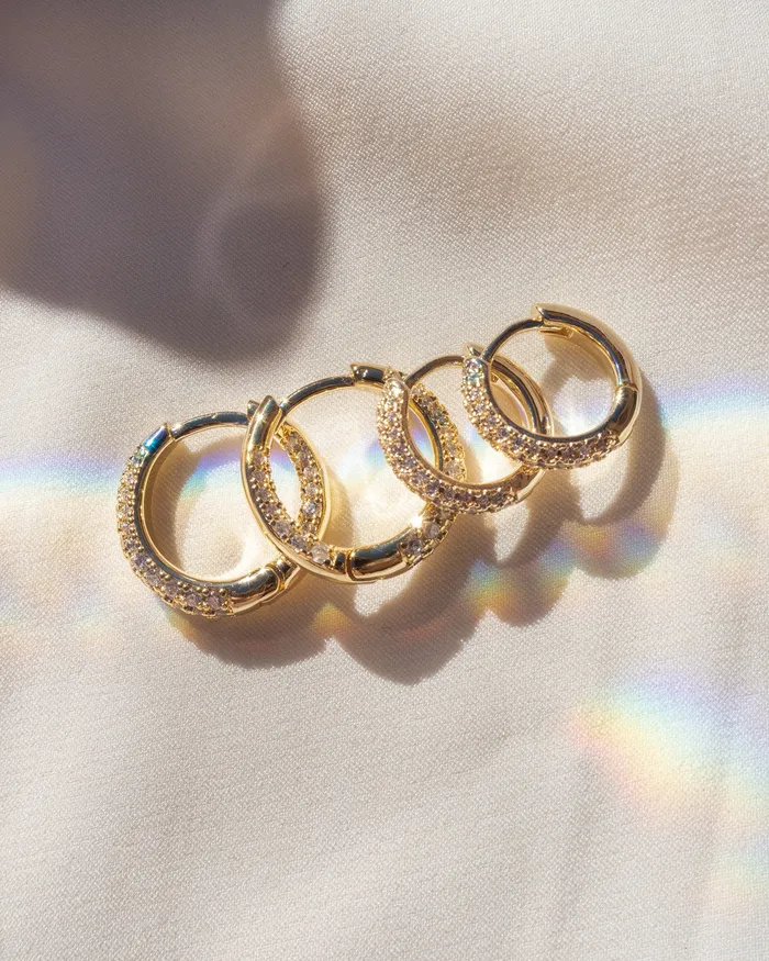 Luv Aj PreStyled Sets Pave Dome Huggies Gold Luv Aj PreStyled Sets Pave Dome Huggies Gold