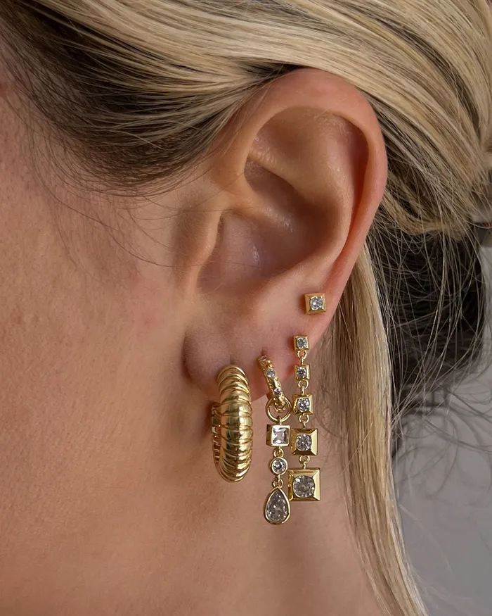 Luv Aj Pyramid Drop Studs Silver Earrings