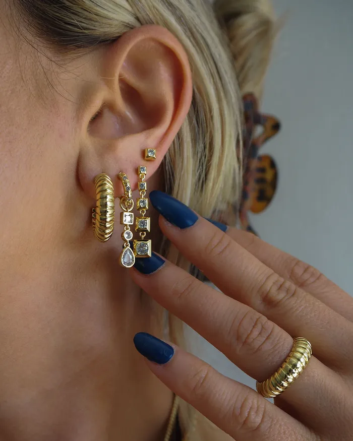 Luv Aj Pyramid Drop Studs Silver Earrings
