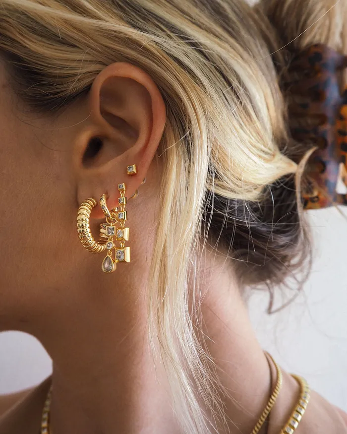 Luv Aj Pyramid Drop Studs Silver Earrings