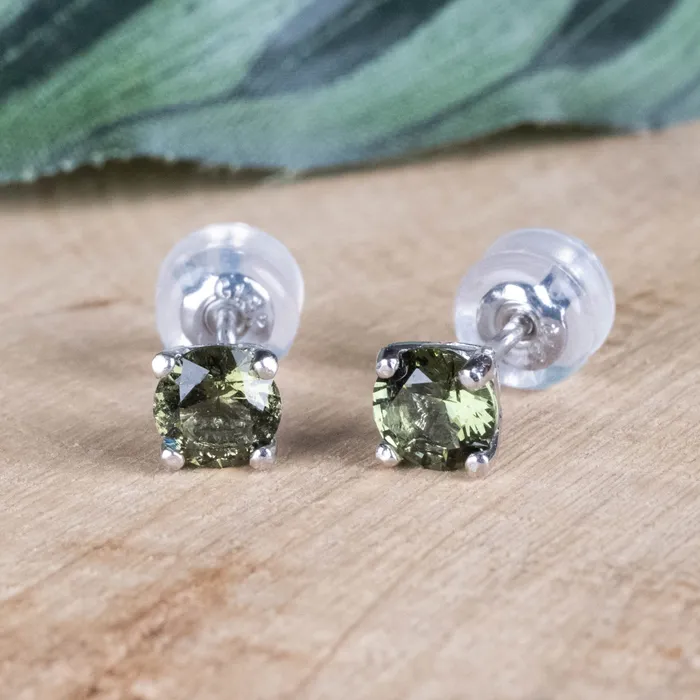 Moldavite Stud Earrings 5mm 925 Silver InnerVision Crystals Earrings