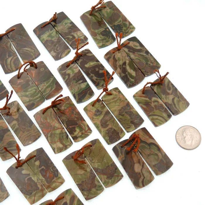 Natural Mushroom Rhyolite Jasper Earring Pair Flat Rectangle Cabochon Cab Pair Drilled Matched Gemstone Bead Pair Intrinsic Trading Earrings Natural Mushroom Rhyolite Jasper Earring Pair Flat Rectangle Cabochon Cab Pair Drilled Matched Gemstone Bead Pair Intrinsic Trading Earrings