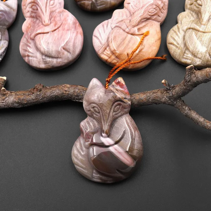 Necklaces Hand Carved Natural Petrified Wood Fox Pendant Gemstone Focal Bead A1 Intrinsic Trading Necklaces Hand Carved Natural Petrified Wood Fox Pendant Gemstone Focal Bead A1 Intrinsic Trading