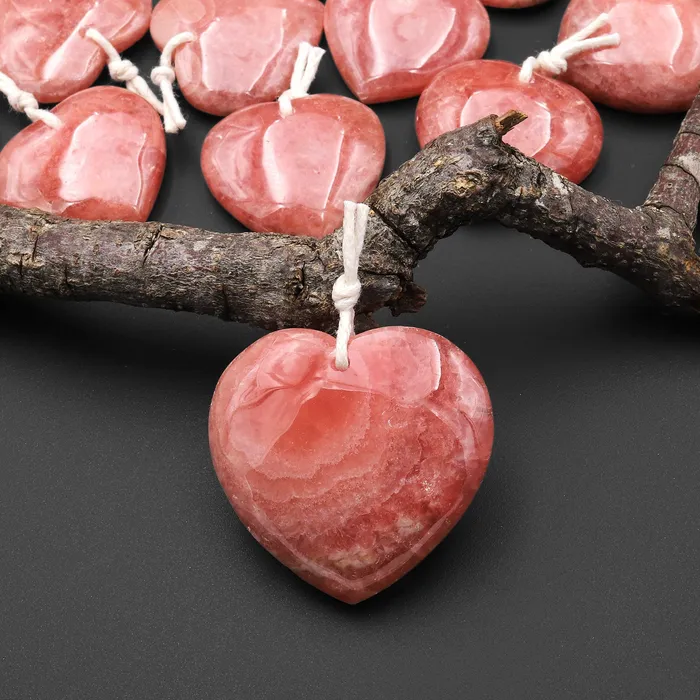 Necklaces Intrinsic Trading AAA Gemmy Natural Red Rhodochrosite Heart Gemstone Pendant A2 Necklaces Intrinsic Trading AAA Gemmy Natural Red Rhodochrosite Heart Gemstone Pendant A2
